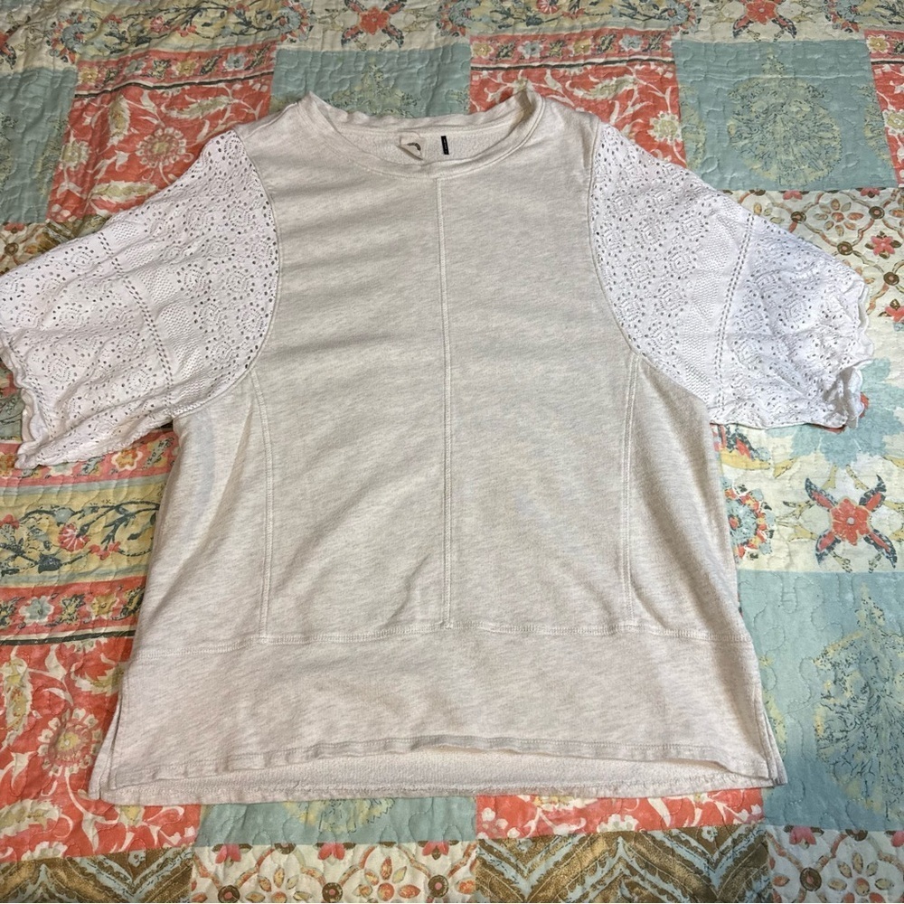 Anthropologie Akemi Kin Coro Dolman Crochet Knit Pullover Sweatshirt Large - Picture 7 of 13